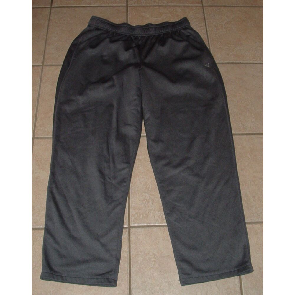 Mens Sz XL Dark Gray Elastic Waist Athletic Fleece Lined Pants Side Pockets BCG